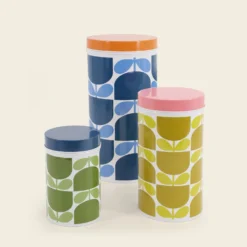 Nesting Canister Tins - Set Of 3 Block Flower