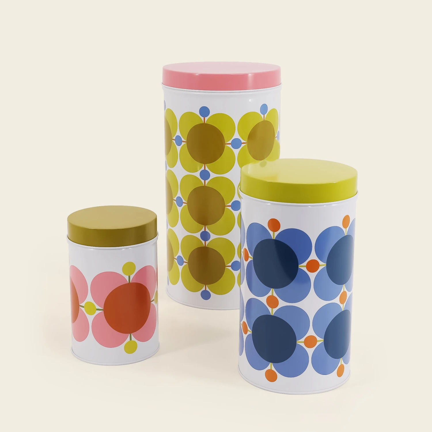 Nesting Canister Tins - Set Of 3 Atomic Flower Multi