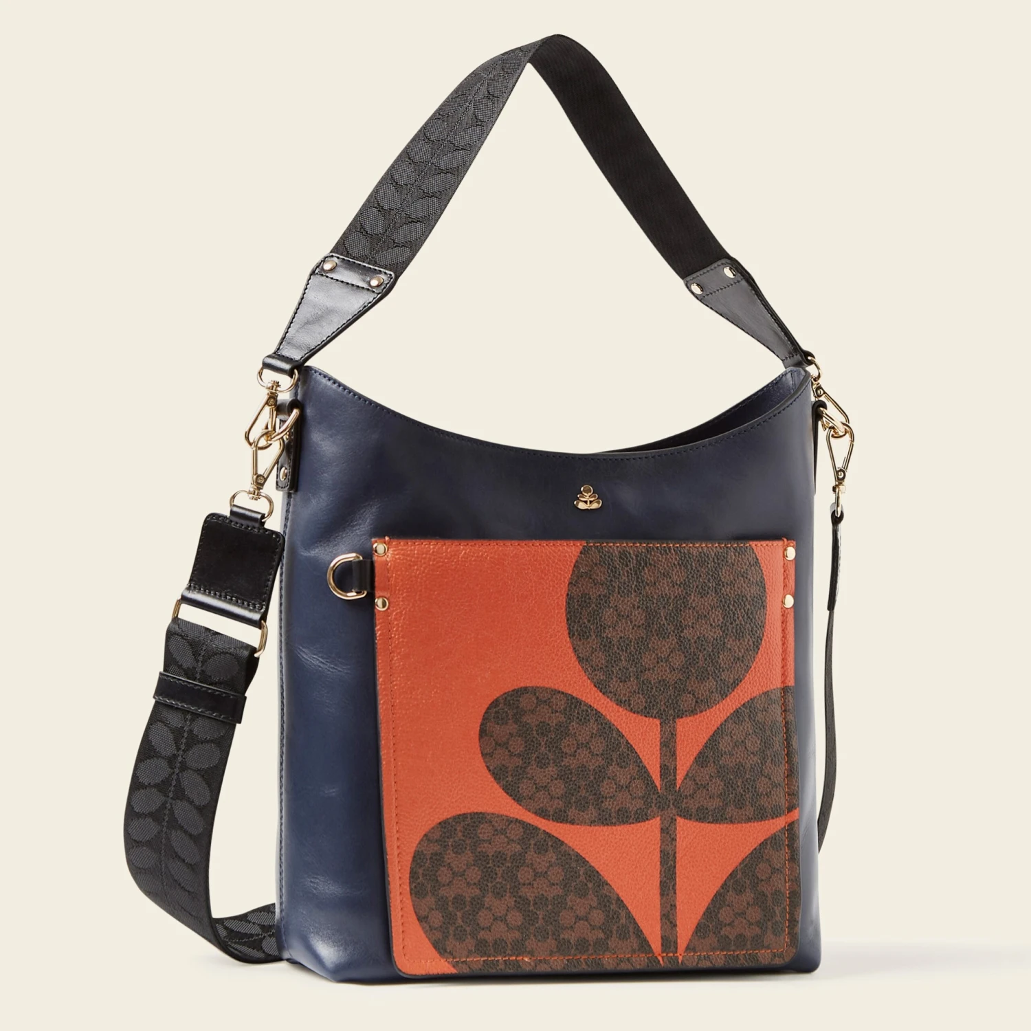 Carrymax Bucket Bag - Navy Puzzle Flower - Image 3