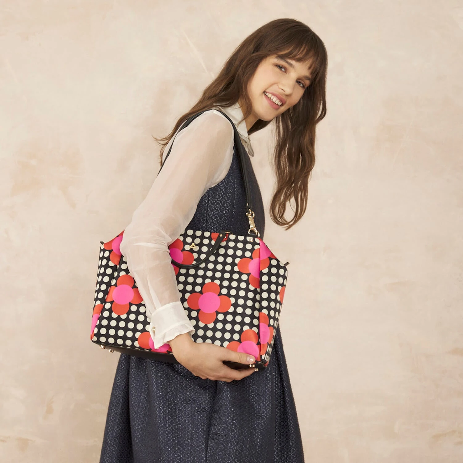 Opera Big Tote - Fuchsia Flower Polka Dot - Image 6