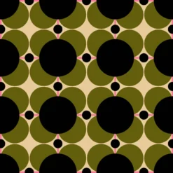 Atomic Flower Khaki Wallpaper - Sample