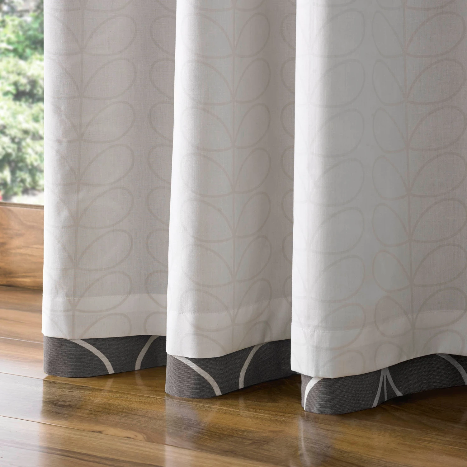 Linear Stem Lined Eyelet Curtains Charcoal - Image 2