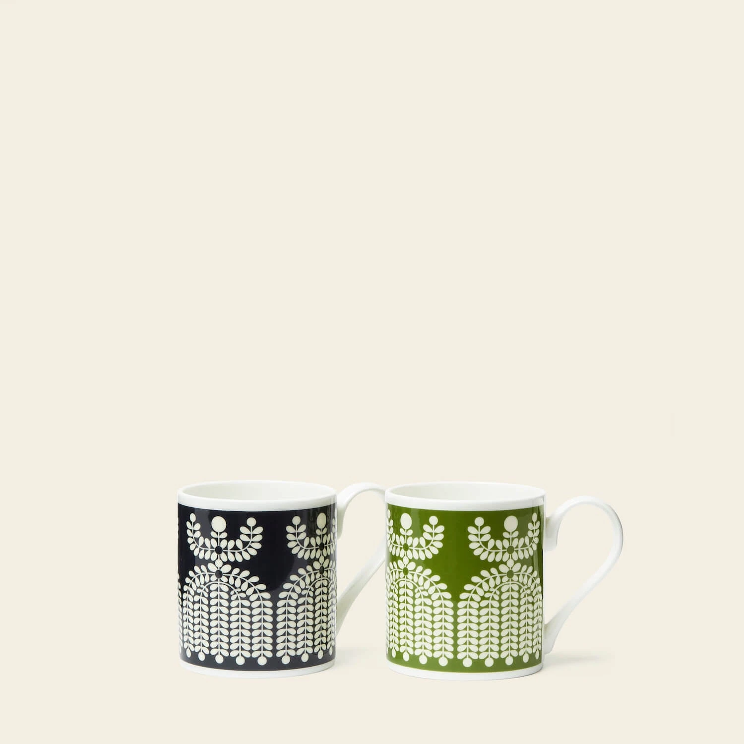 Standard Mug Set Of 2 - Folk Girl Green/Navy - Image 2