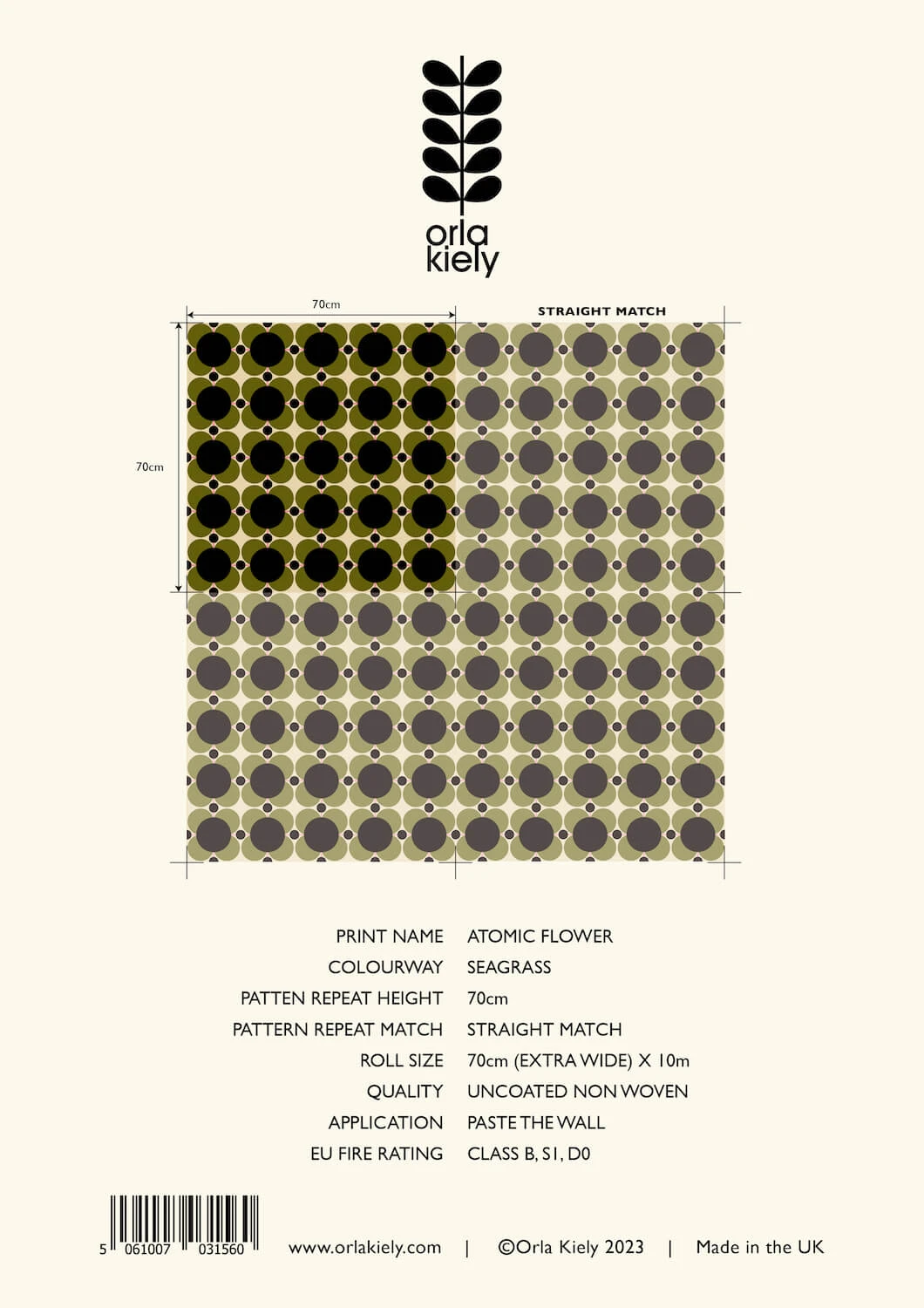 Atomic Flower Khaki Wallpaper - Sample - Image 2